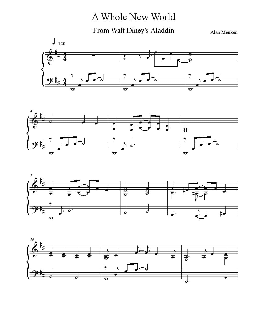 A Whole New World from Walt Diney's Aladdin