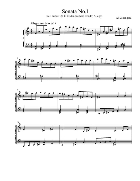 Ali Jahangard Sonata No.1 - in E minor, Op 13 (3rd movement Rondo) Allegro
