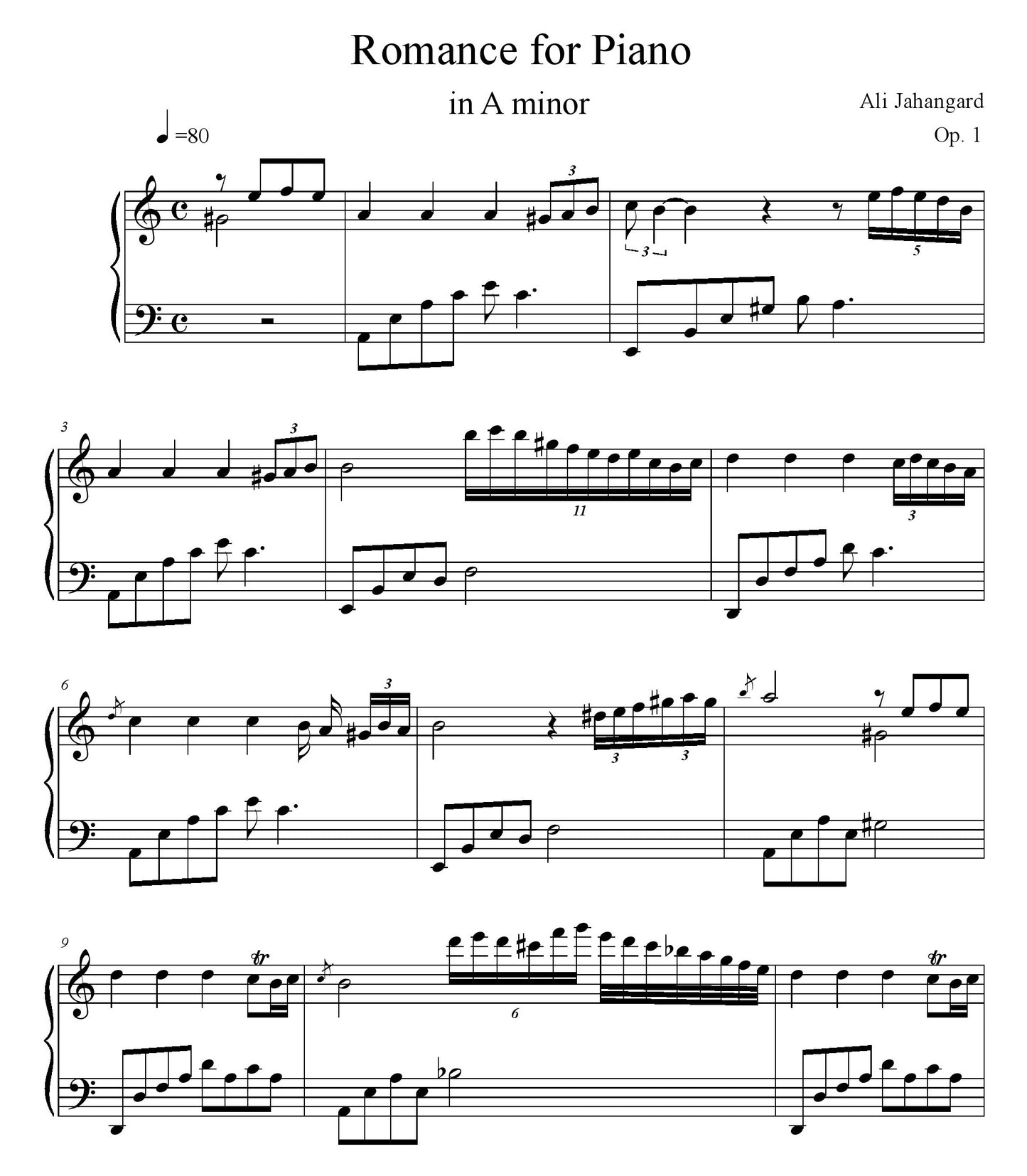 Ali Jahangard Romance for Piano - in A minor, Op.1